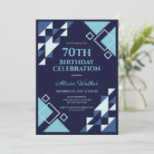 Marineblauw Rechthoek Driehoek Geometrische Verjaa Kaart (Staand voorkant)