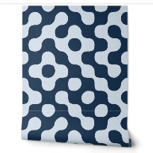 Marineblauw Retro Geometrisch