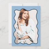 Marineblauw retro golvend lijst foto afstuderen kaart (Achterkant)