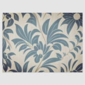 marineblauw retro midden eeuw vet bloemen tissuepapier (Voorkant)