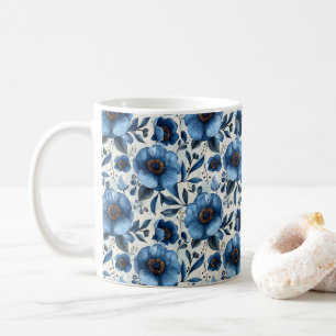 Marineblauw Retro Schattig Vintage Elegant Chic Bl Koffiemok