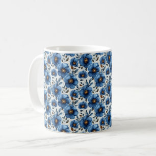 Marineblauw Retro Schattig Vintage Elegant Chic Bl Koffiemok