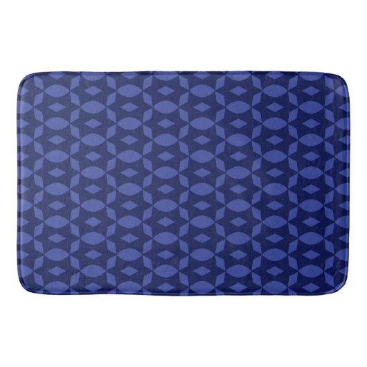Marineblauw Retro Tweekleurpatroon Thuis Badmat (Voorkant)