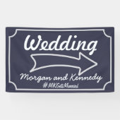 Marineblauw Richting Pijl Rechts Bruiloft Banner (Horizontaal)