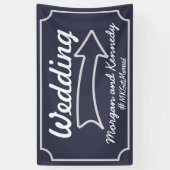 Marineblauw Richting Pijl Rechts Bruiloft Banner (Verticaal)