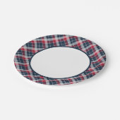 Marineblauw, rode en grijze zeegrens papieren bordje (Gekanteld)