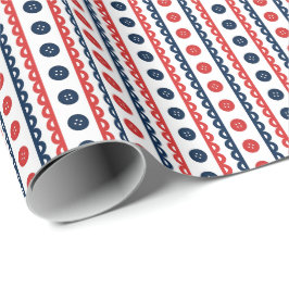 Marineblauw & Rode Preppy Gestreepte Ambacht- en N Cadeaupapier