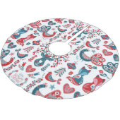 Marineblauw & Rode Scandinavische Kerst-Volks Kuns Kerstboom Rok (Gekanteld)