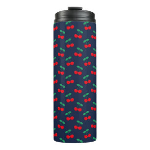 Marineblauw & Rode Zoete Zomer Rode Kersen Thermosbeker