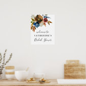 Marineblauw & Roest Waterverf Welkom Poster (Keuken)