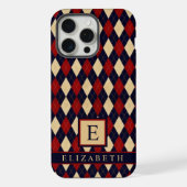 marineblauw rood geel argyle patroon iPhone hoesje (Achterkant)