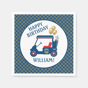 Marineblauw rood geel gepersonaliseerd servet