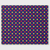 Marineblauw Rood Geel Stippen Design Cadeaupapier (Vlak)