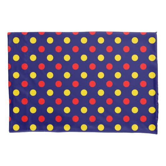 Marineblauw Rood Geel Stippen Design  Kussensloop (Voorkant)