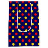 Marineblauw Rood Geel Stippen Design Medium Cadeauzakje (Achterkant)