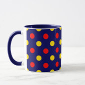 Marineblauw Rood Geel Stippen Design  Mok (Links)