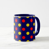 Marineblauw Rood Geel Stippen Design  Mok (Voorkant rechts)