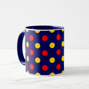 Marineblauw Rood Geel Stippen Design Mok