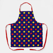 Marineblauw Rood Geel Stippen Design Schort (Voorkant)