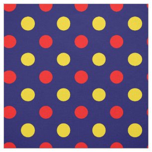 Marineblauw Rood Geel Stippen Design Stof