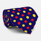 Marineblauw Rood Geel Stippen Design Stropdas (Opgerold)