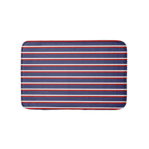 Marineblauw rood gestreepte chic moderne verticale badmat