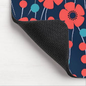 Marineblauw rood papaver bloemenprint patroon muismat (Hoek)