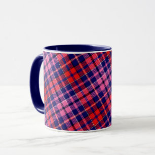Marineblauw rood roze geruit tartan ontwerp  mok