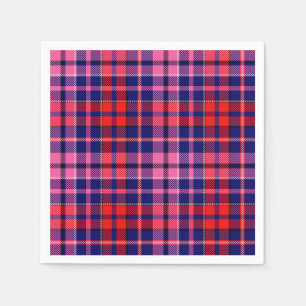 Marineblauw rood roze geruit tartan ontwerp  servet