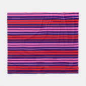 Marineblauw Rood Roze Verticale Strepen Design   Fleece Deken (Voorkant (Horizontaal))