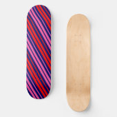 Marineblauw Rood Roze Verticale Strepen Design Persoonlijk Skateboard (Voorkant)