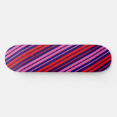 Marineblauw Rood Roze Verticale Strepen Design Persoonlijk Skateboard (Horizontaal)