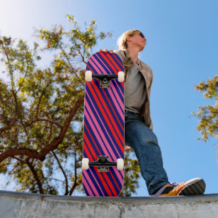 Marineblauw Rood Roze Verticale Strepen Design Persoonlijk Skateboard