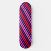 Marineblauw Rood Roze Verticale Strepen Design Persoonlijk Skateboard (Voorkant)