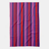 Marineblauw Rood Roze Verticale Strepen Design   Theedoek (Verticaal)