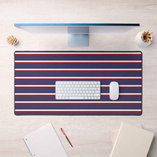 Marineblauw rood streeppatroon bureaumat (Kantoor 1)