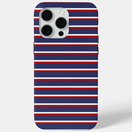 Marineblauw rood streeppatroon Case-Mate iPhone case (Achterkant)