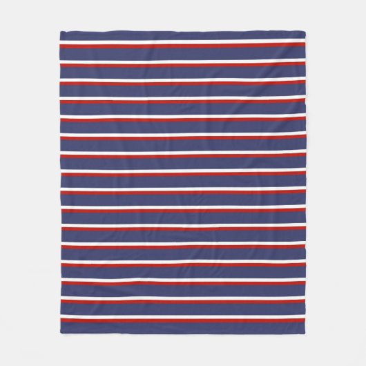 Marineblauw rood streeppatroon fleece deken (Voorkant)
