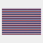 Marineblauw rood streeppatroon inpakpapier vel (Voorkant 3)