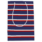 Marineblauw rood streeppatroon medium cadeauzakje (Voorkant)