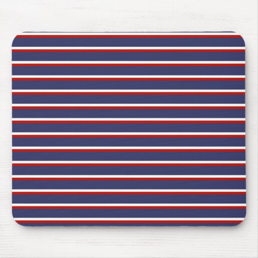 Marineblauw rood streeppatroon muismat (Voorkant)