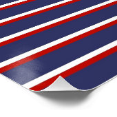 Marineblauw rood streeppatroon perfect poster (Hoek)