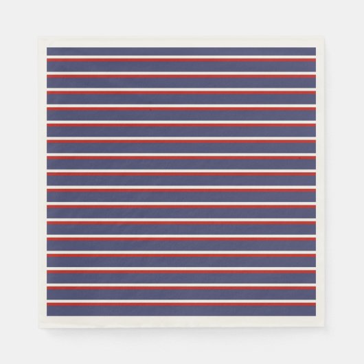 Marineblauw rood streeppatroon servet (Voorkant)