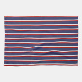 Marineblauw rood streeppatroon theedoek (Horizontaal)