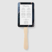 Marineblauw Roos Gold Agaat huwelijksprogramma Handwaaier (Achterkant)