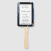 Marineblauw Roos Gold Agaat huwelijksprogramma Handwaaier (Voorkant)