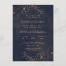 Marineblauw & Roos Goud Chique Bloemengrens Bruilo