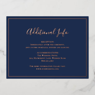 Marineblauw Roos Goud Elegant Bruiloft Behuizing K Folie Uitnodiging Briefkaart
