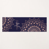 Marineblauw roos gouden boho mandala monogram yogamat (Voorkant (horizontaal))