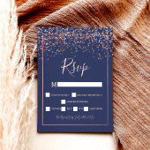 marineblauw Roos gouden confetti typografie rsvp Briefkaart